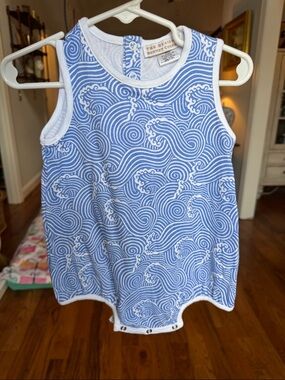 The Beaufort bonnet company Patton play  Blue Wave Baby Romper